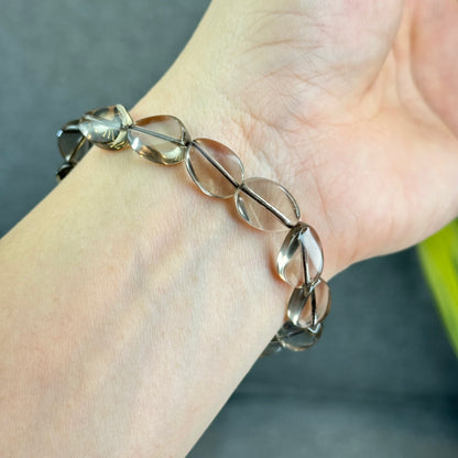 Freeform Natural Smokey Quartz Bracelet Size 10 mm