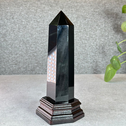 Natural Obsidian Tower with Base