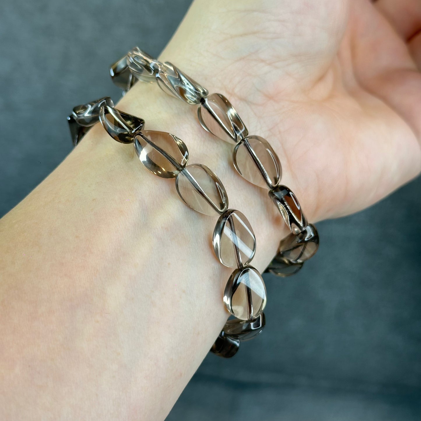 Freeform Natural Smokey Quartz Bracelet Size 10 mm