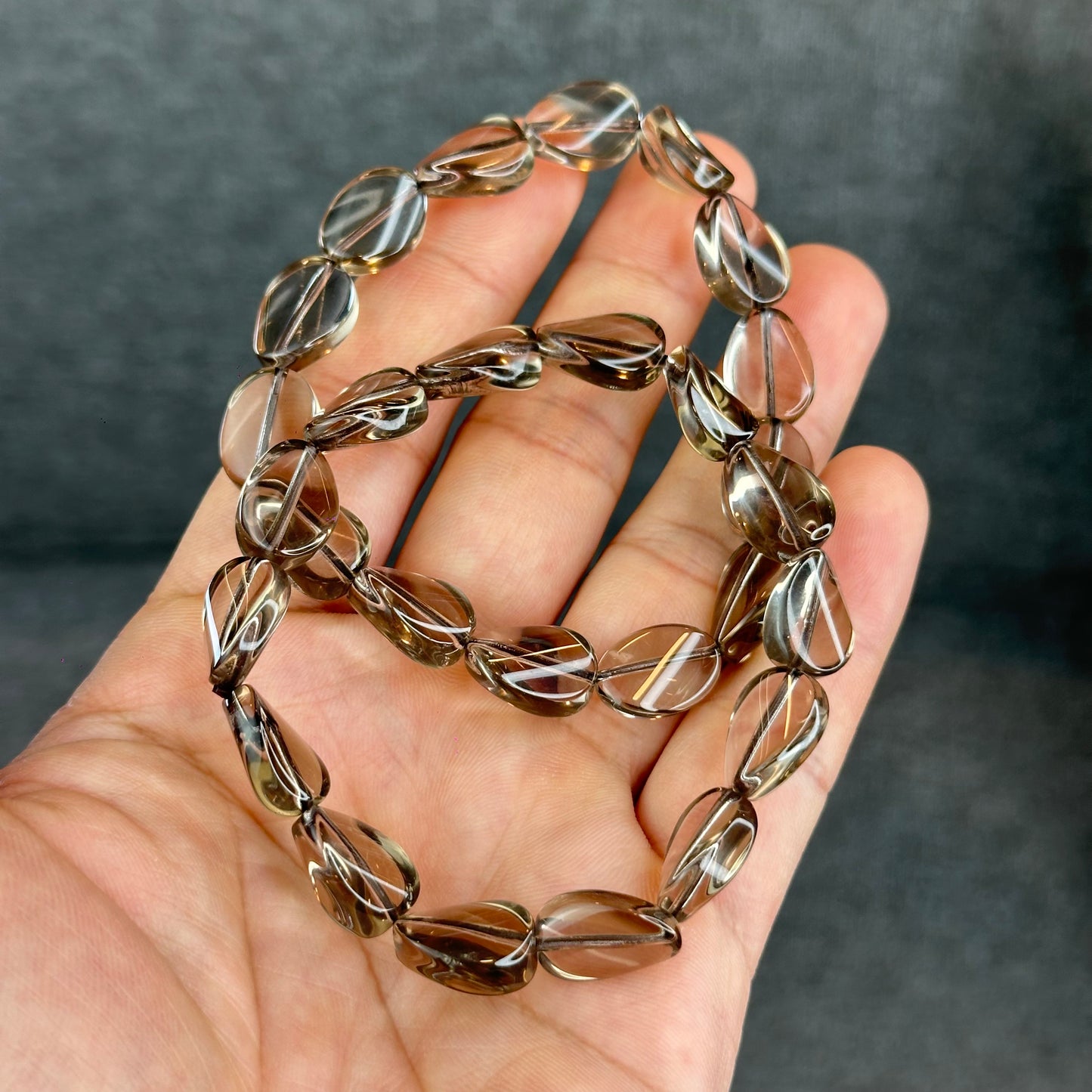 Freeform Natural Smokey Quartz Bracelet Size 10 mm