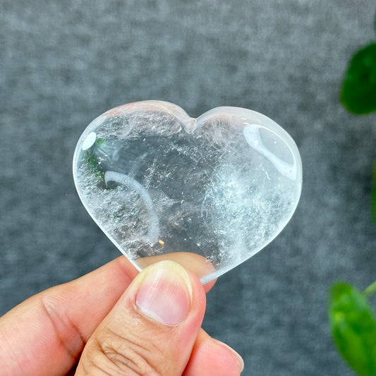 Natural Clear Quartz Heart Bag VIP Figurine - Large