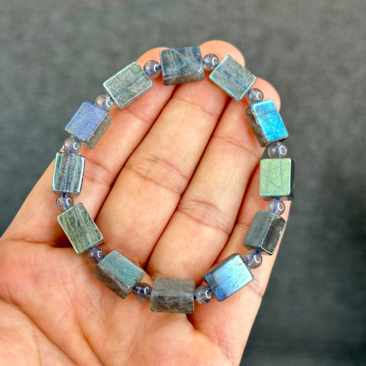 Natural Labradorite Rectangular Bracelet Size 8.5 mm