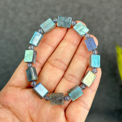 Natural Labradorite Rectangular Bracelet Size 8.5 mm