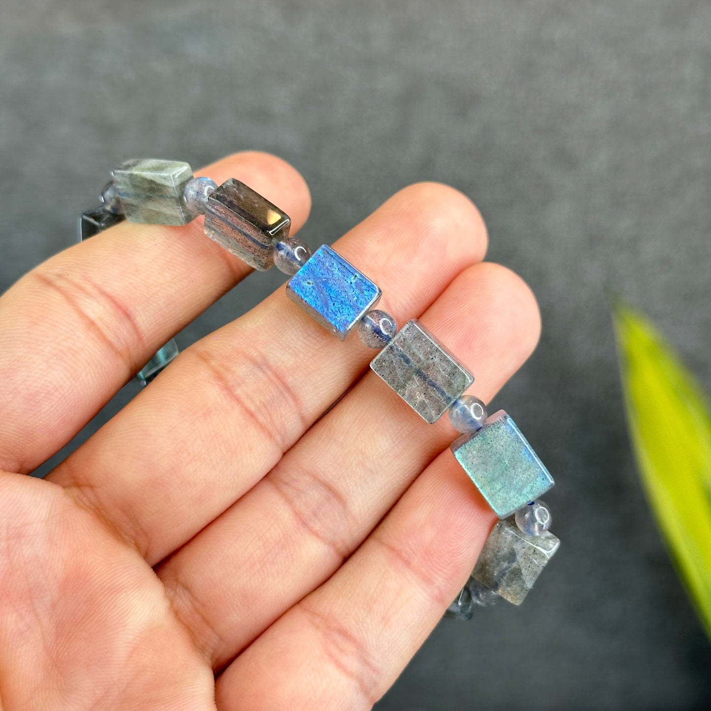 Natural Labradorite Rectangular Bracelet Size 8.5 mm
