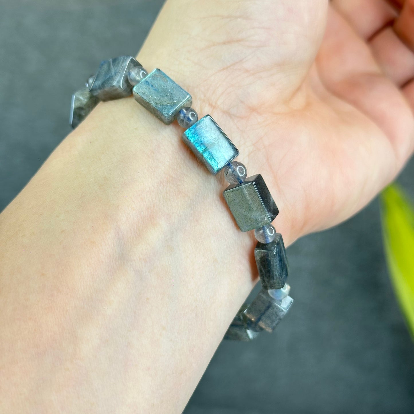 Natural Labradorite Rectangular Bracelet Size 8.5 mm