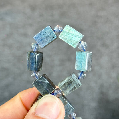 Natural Labradorite Rectangular Bracelet Size 8.5 mm