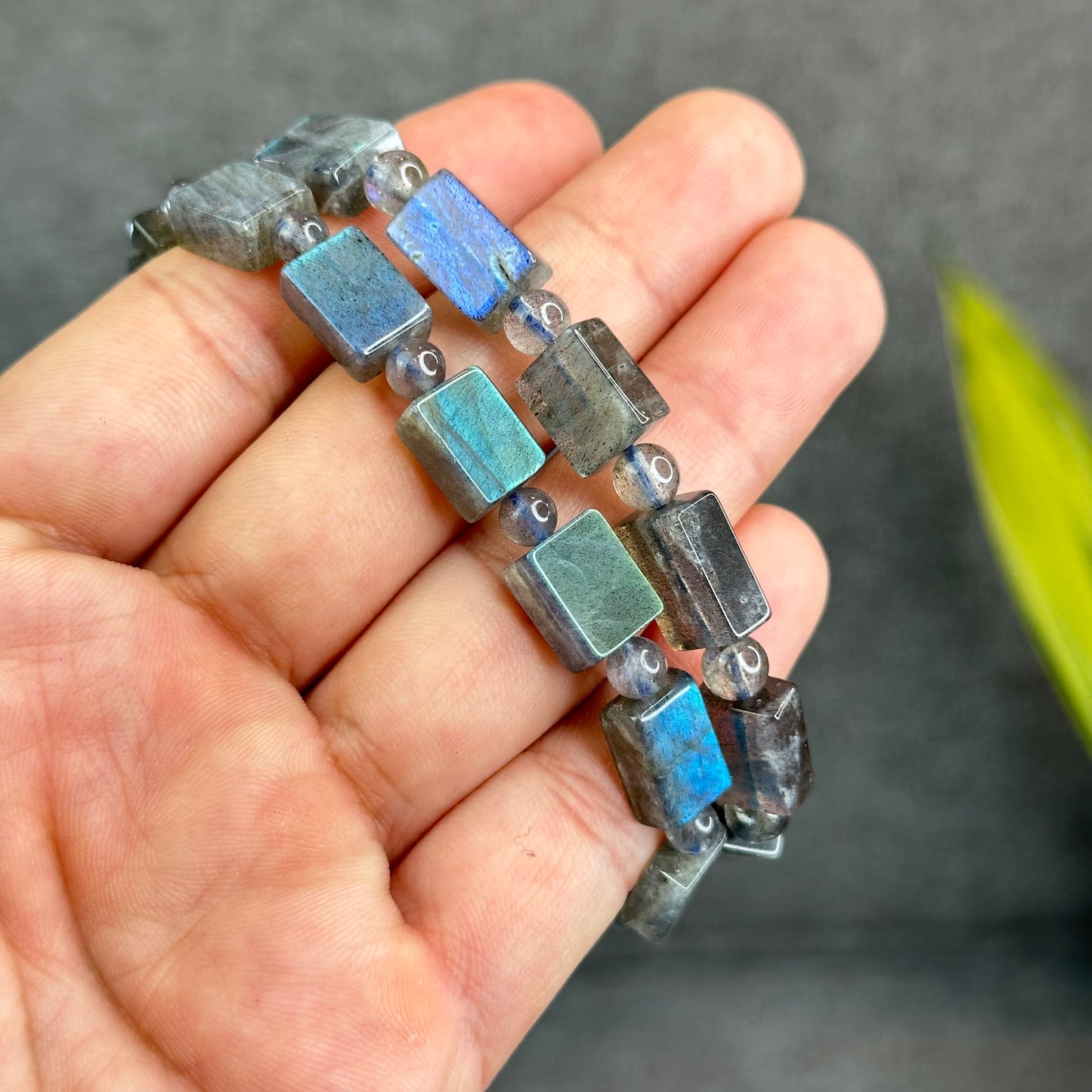 Natural Labradorite Rectangular Bracelet Size 8.5 mm