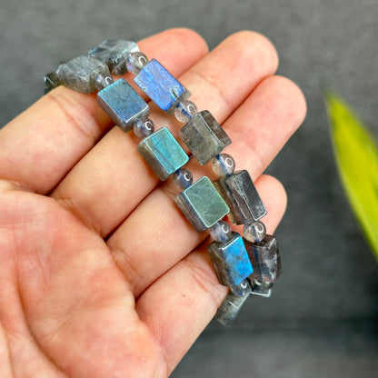 Natural Labradorite Rectangular Bracelet Size 8.5 mm
