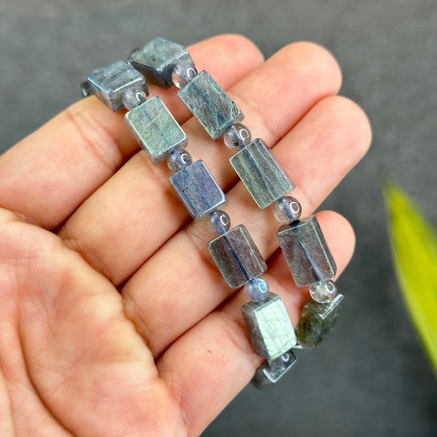 Natural Labradorite Rectangular Bracelet Size 8.5 mm