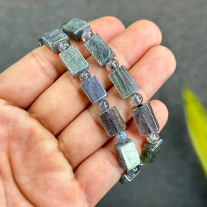Natural Labradorite Rectangular Bracelet Size 8.5 mm