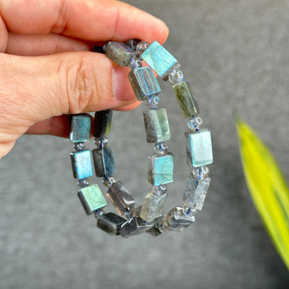 Natural Labradorite Rectangular Bracelet Size 8.5 mm