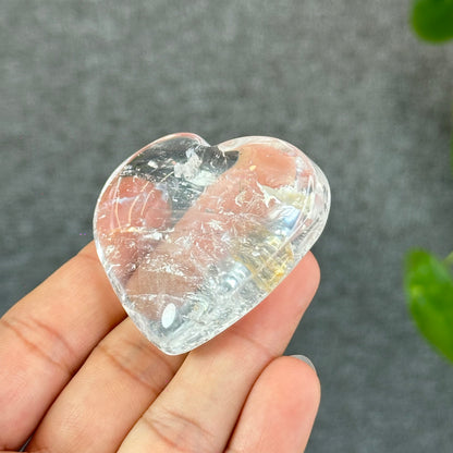 Natural Clear Quartz Heart Bag VIP Figurine - Medium