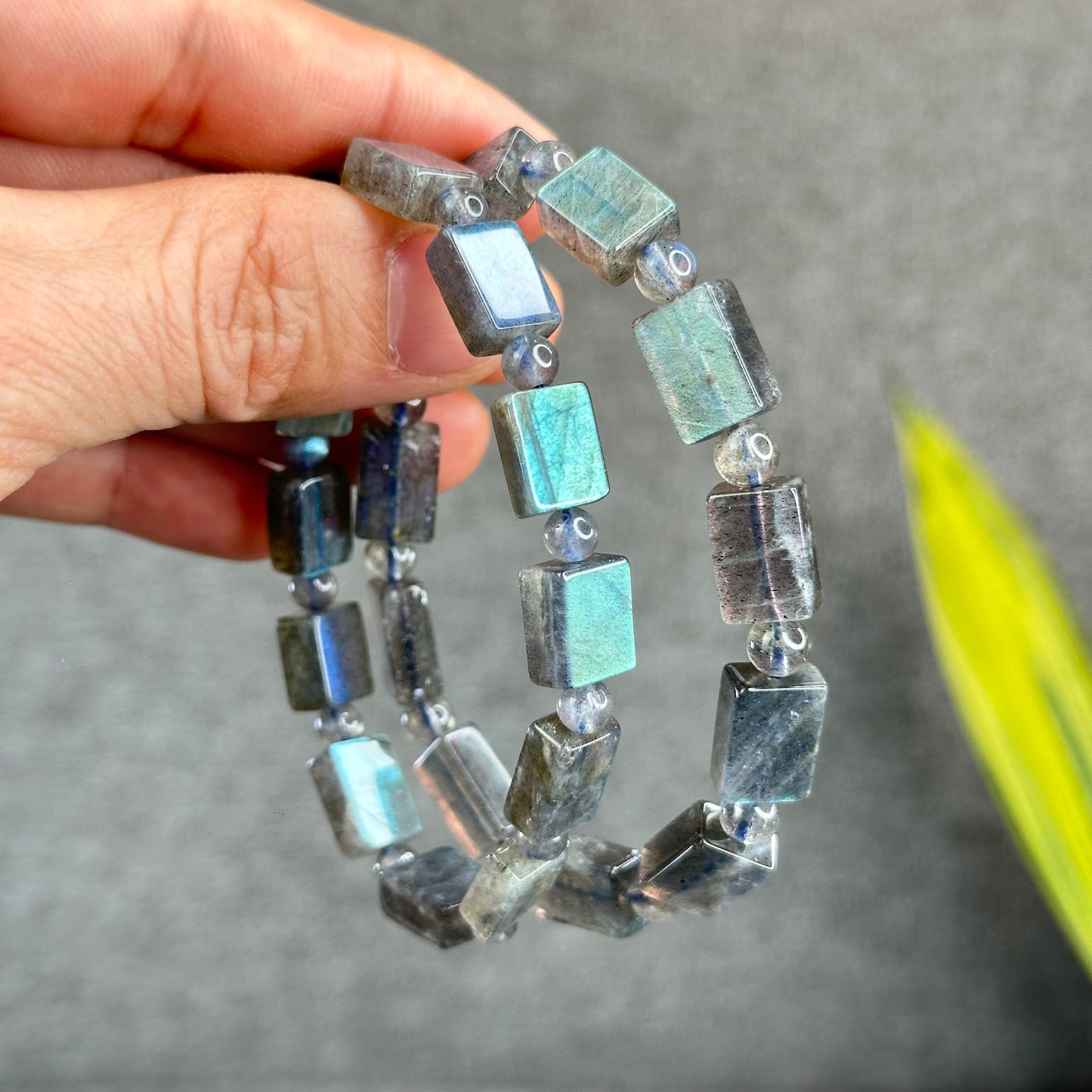 Natural Labradorite Rectangular Bracelet Size 8.5 mm