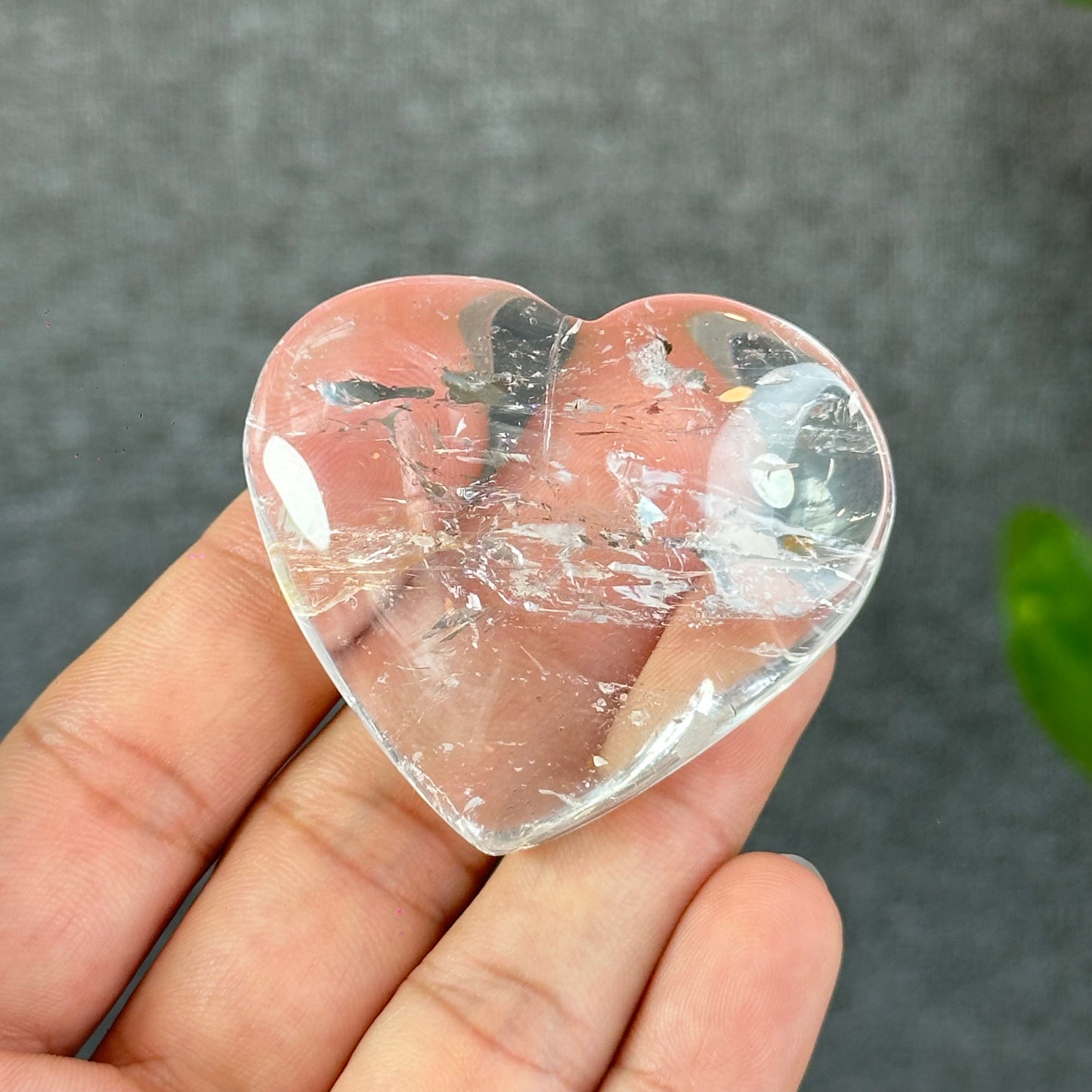 Natural Clear Quartz Heart Bag VIP Figurine - Medium