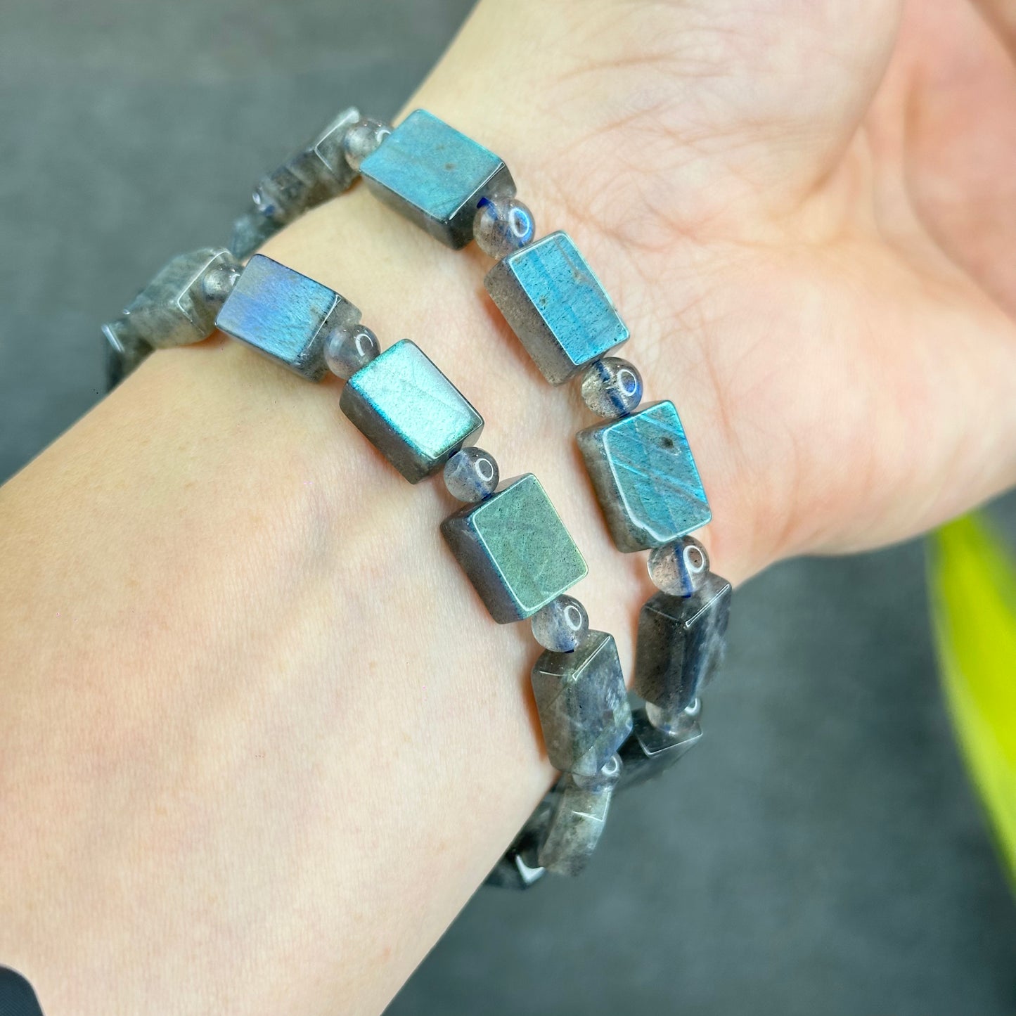 Natural Labradorite Rectangular Bracelet Size 8.5 mm