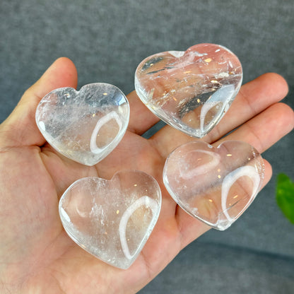 Natural Clear Quartz Heart Bag VIP Figurine - Medium