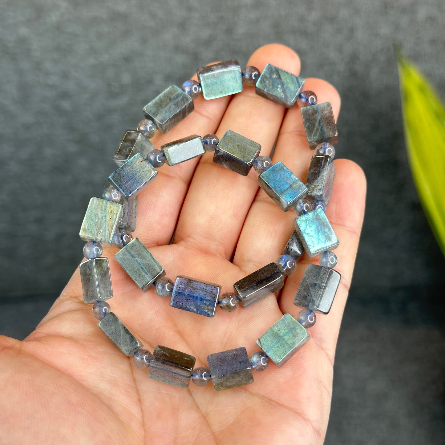 Natural Labradorite Rectangular Bracelet Size 8.5 mm