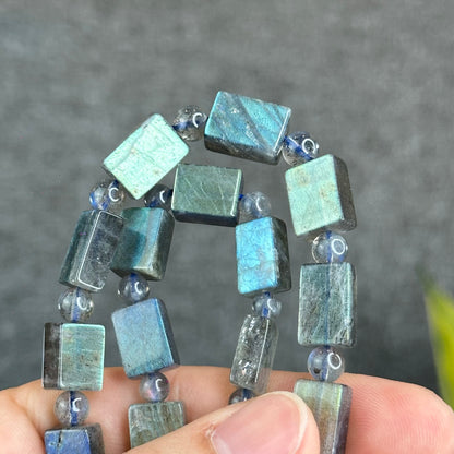 Natural Labradorite Rectangular Bracelet Size 8.5 mm