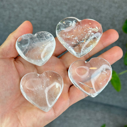 Natural Clear Quartz Heart Bag VIP Figurine - Medium