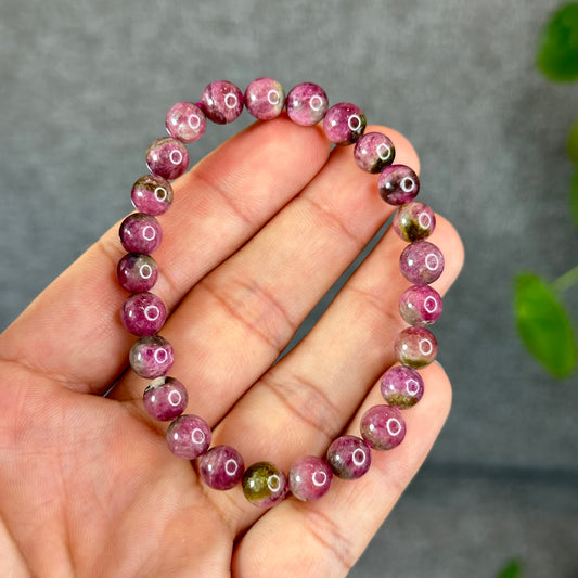 Natural Watermelon Tourmaline Bracelet Size 7 mm