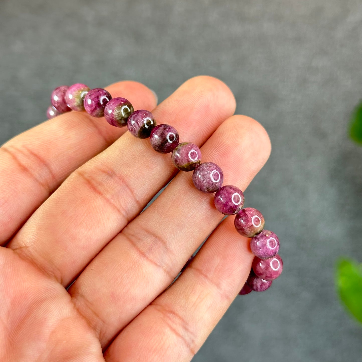 Natural Watermelon Tourmaline Bracelet Size 7 mm