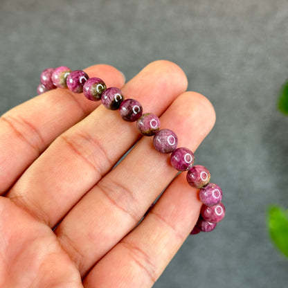 Natural Watermelon Tourmaline Bracelet Size 7 mm