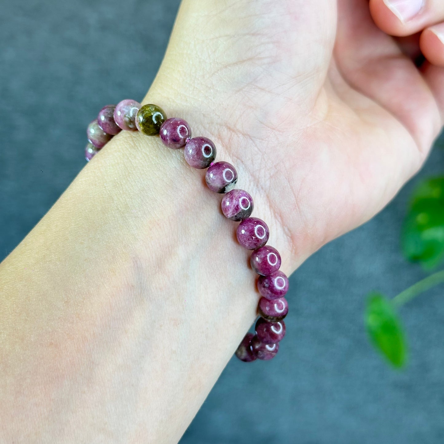 Natural Watermelon Tourmaline Bracelet Size 7 mm
