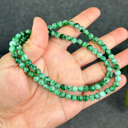 Natural Apple Green Type A Jadeite Jade Triple Wrap VIP Bracelet Size 6.5 mm