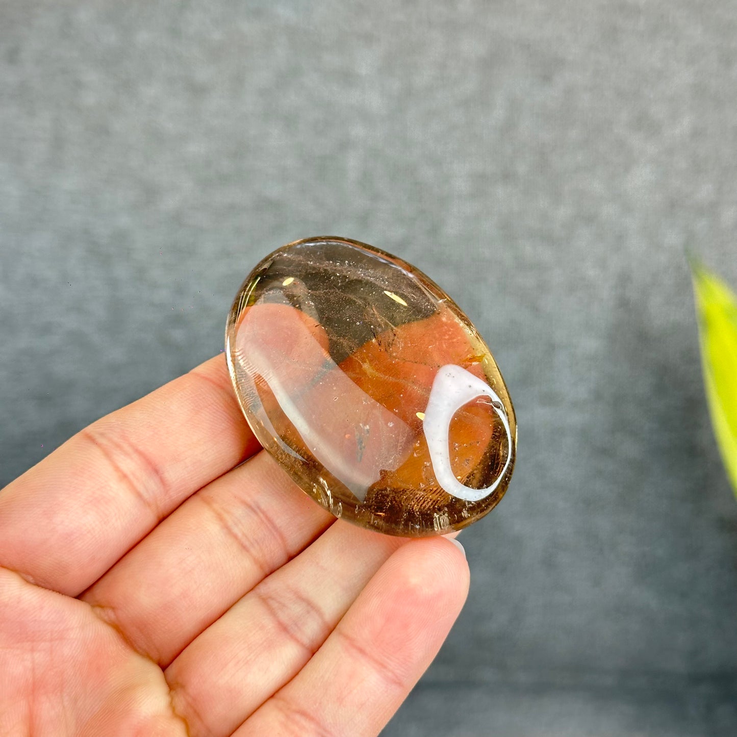 Natural Clear Smokey Quartz VIP Palm Stone