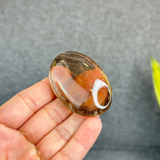 Natural Clear Smokey Quartz VIP Palm Stone