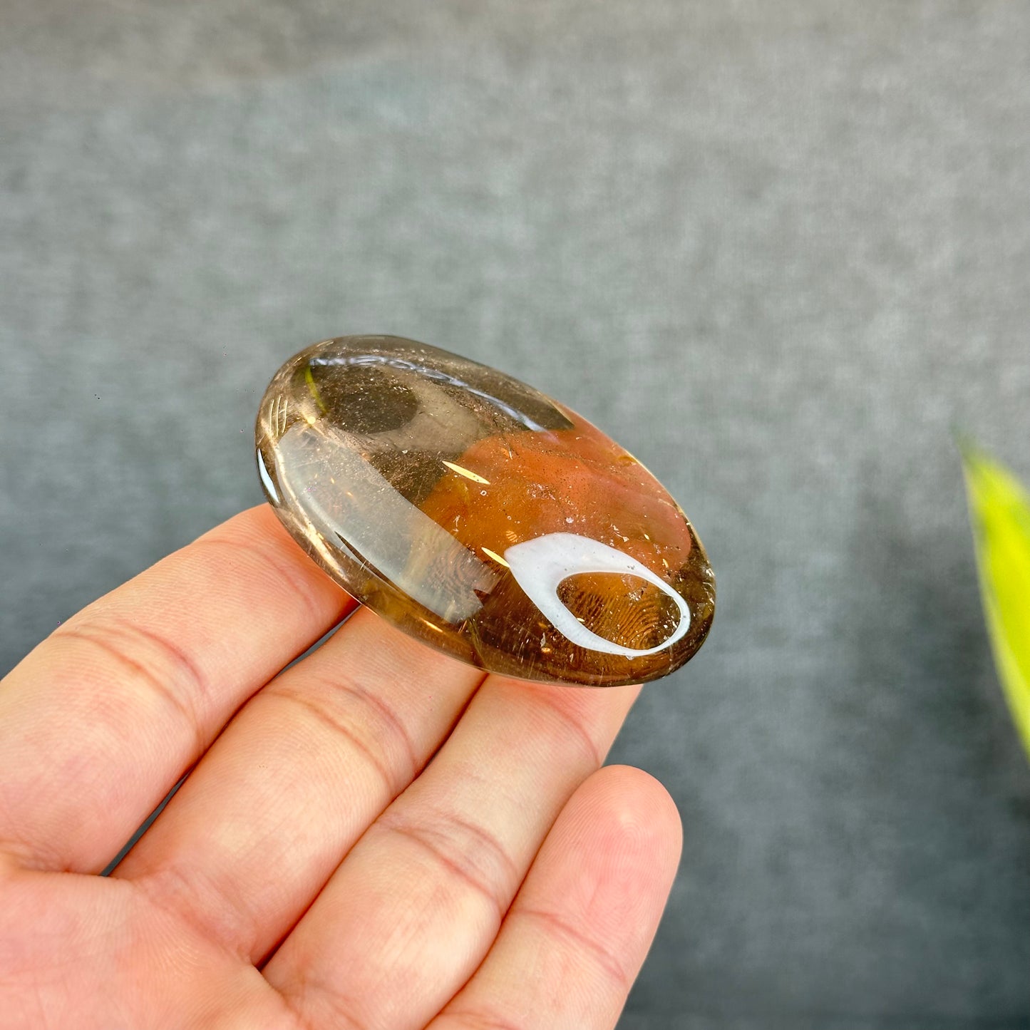 Natural Clear Smokey Quartz VIP Palm Stone