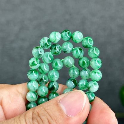 Natural Apple Green Type A Jadeite Jade Triple Wrap VIP Bracelet Size 6.5 mm