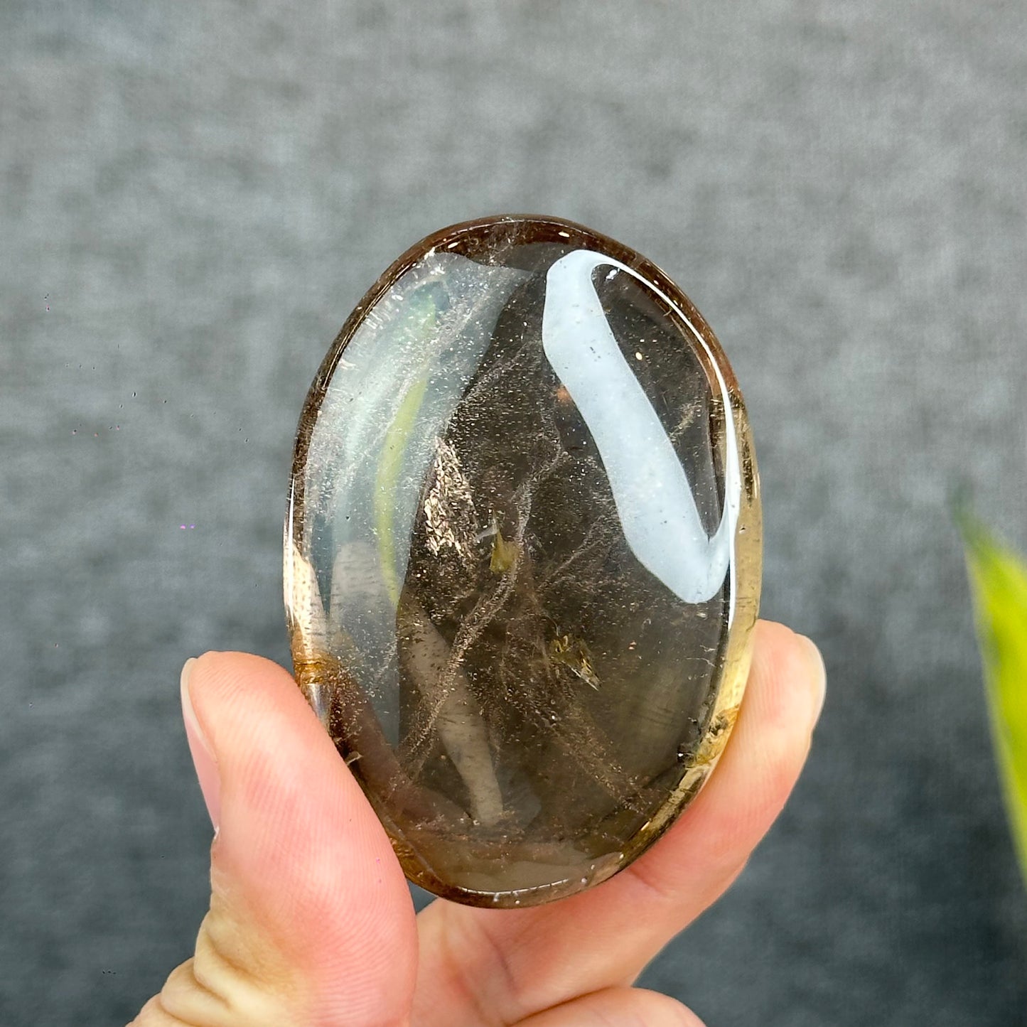 Natural Clear Smokey Quartz VIP Palm Stone