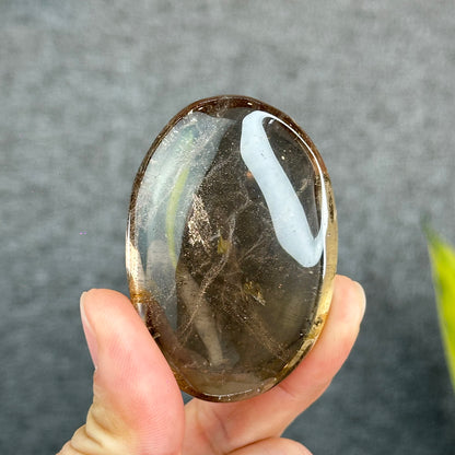 Natural Clear Smokey Quartz VIP Palm Stone