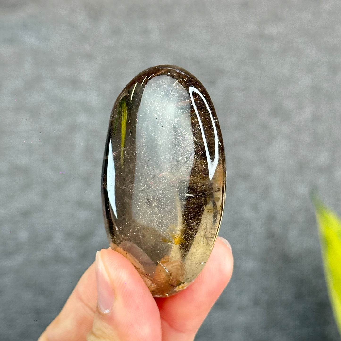 Natural Clear Smokey Quartz VIP Palm Stone