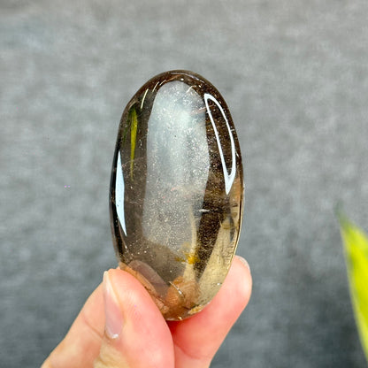 Natural Clear Smokey Quartz VIP Palm Stone