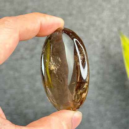 Natural Clear Smokey Quartz VIP Palm Stone