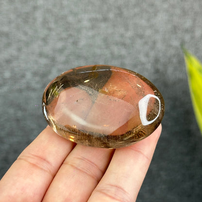 Natural Clear Smokey Quartz VIP Palm Stone