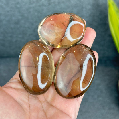 Natural Clear Smokey Quartz VIP Palm Stone