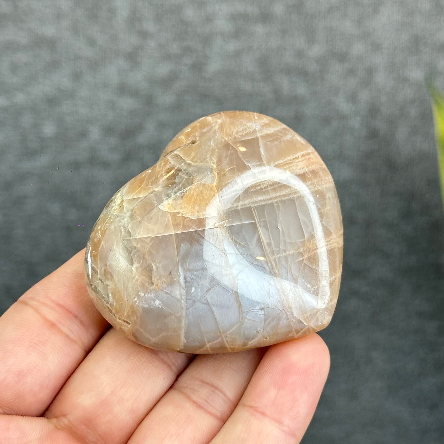 Natural Orange Moonstone Heart Stone