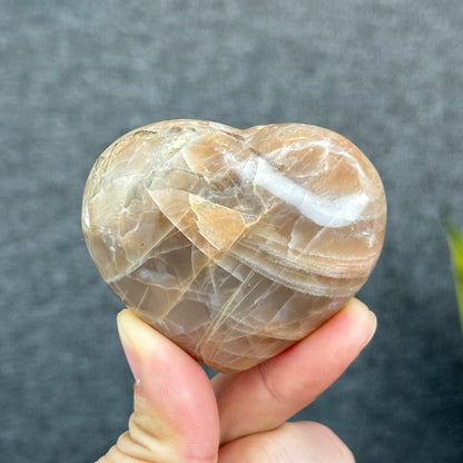 Natural Orange Moonstone Heart Stone