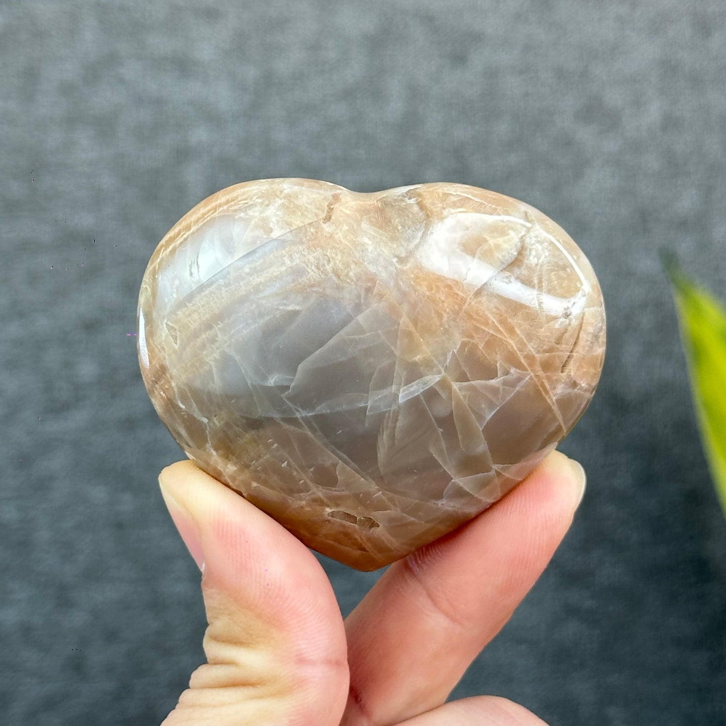 Natural Orange Moonstone Heart Stone