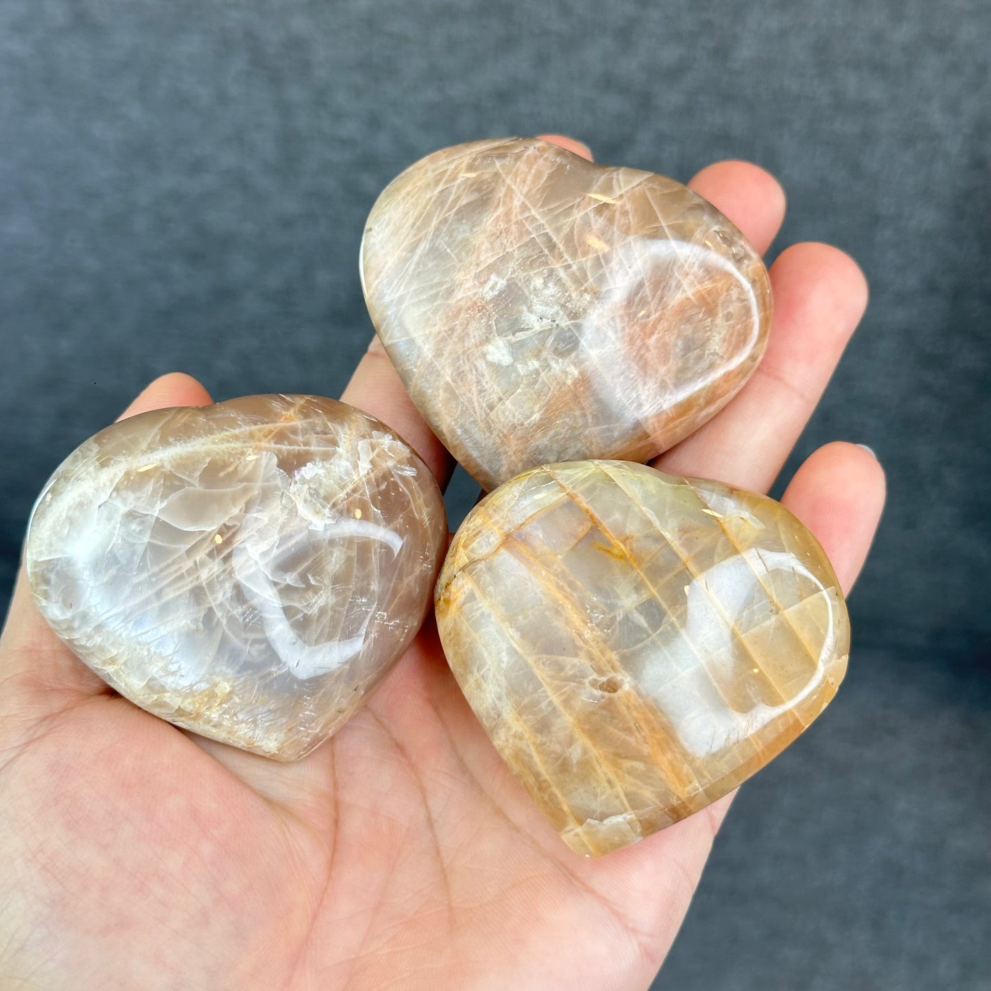 Natural Orange Moonstone Heart Stone