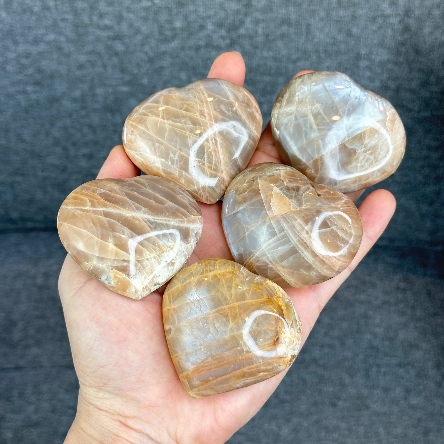 Natural Orange Moonstone Heart Stone