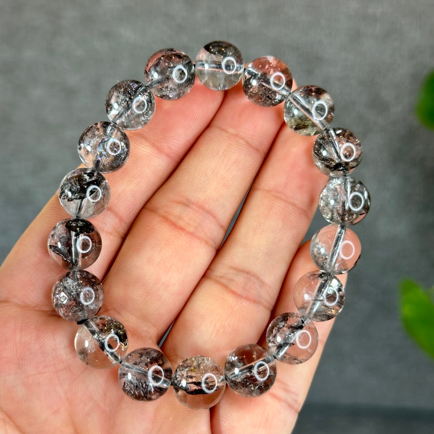 Bracelet Herkimer Noir Clair Taille 11 mm
