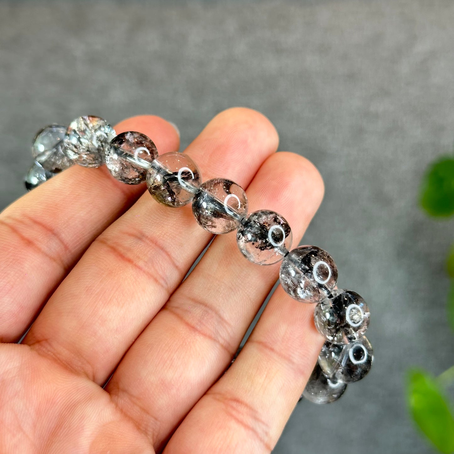 Bracelet Herkimer Noir Clair Taille 11 mm
