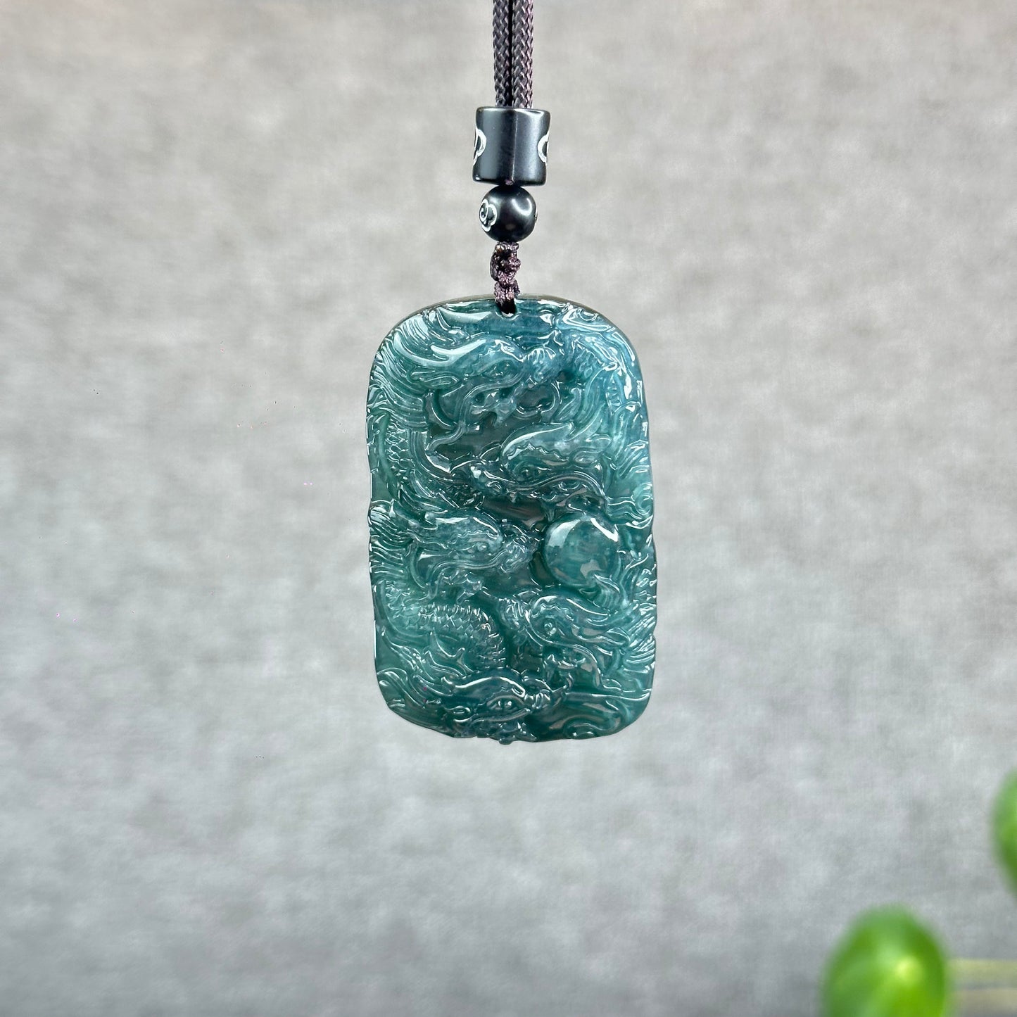 Natural Water Green Type A Jadeite Jade Dragon Pendant