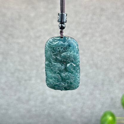 Natural Water Green Type A Jadeite Jade Dragon Pendant