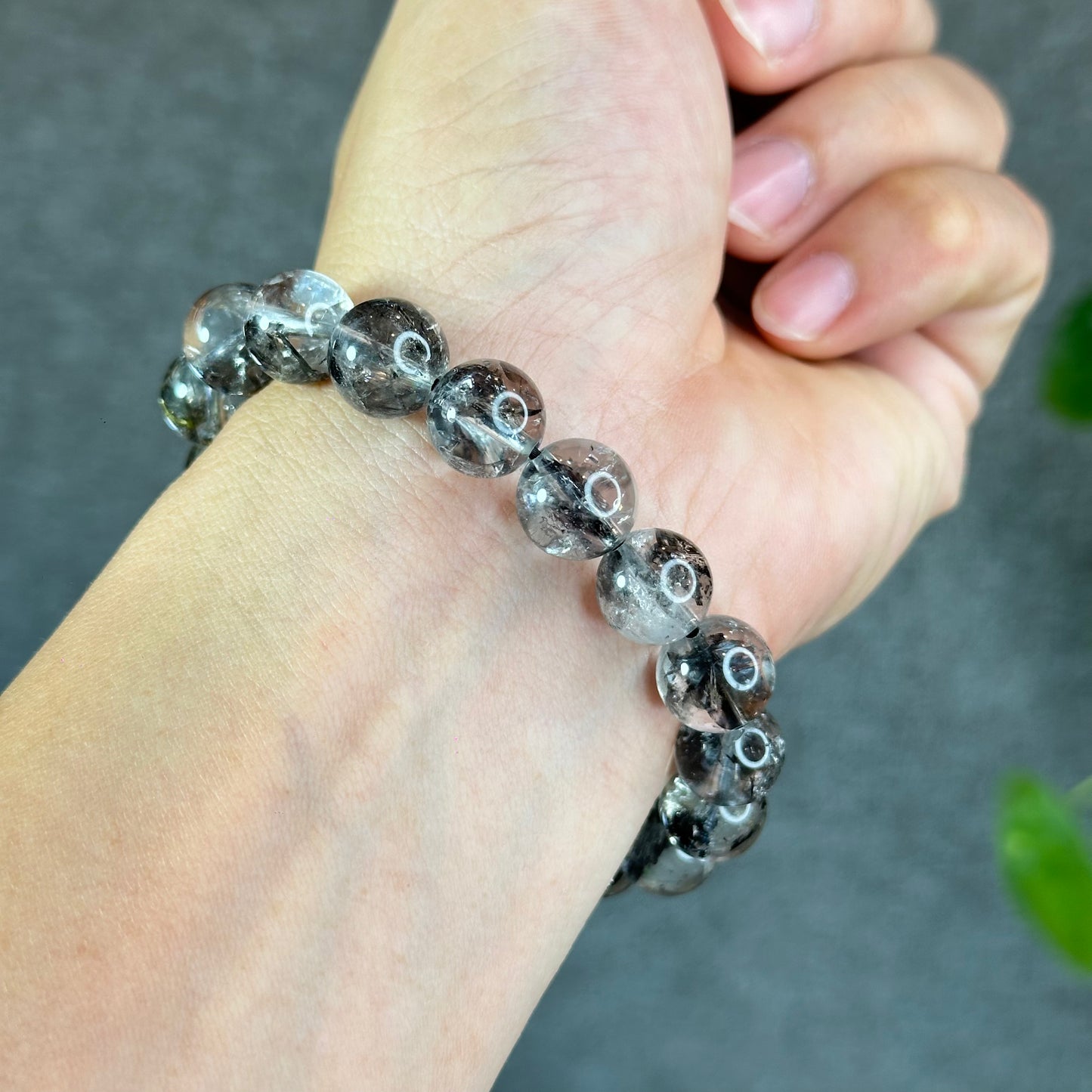 Bracelet Herkimer Noir Clair Taille 11 mm