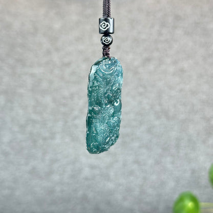 Natural Water Green Type A Jadeite Jade Dragon Pendant